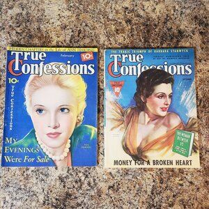 Pair Of 1930s 'True Confessions' Magazines, Ladies Gossip Fashion Mags